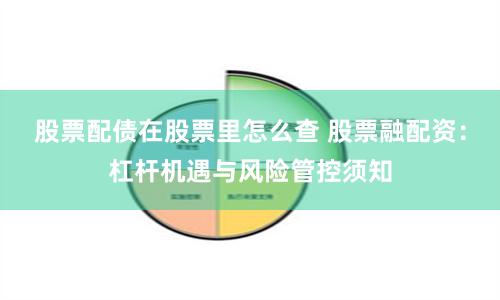 股票配债在股票里怎么查 股票融配资：杠杆机遇与风险管控须知